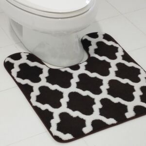 Reve Geometric Pattern Printed Soft Ant-Slip Contour Jacquard Bath Mat Black and White 61 x 53cm